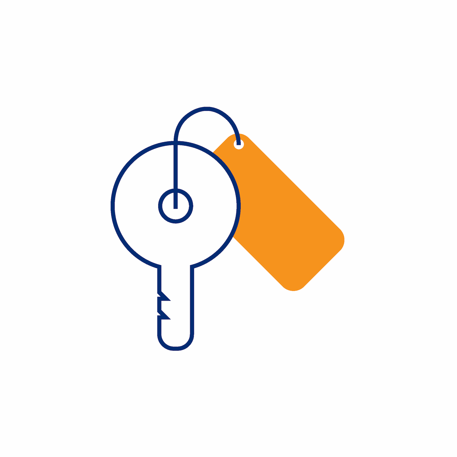 minimal house key icon with tag vector