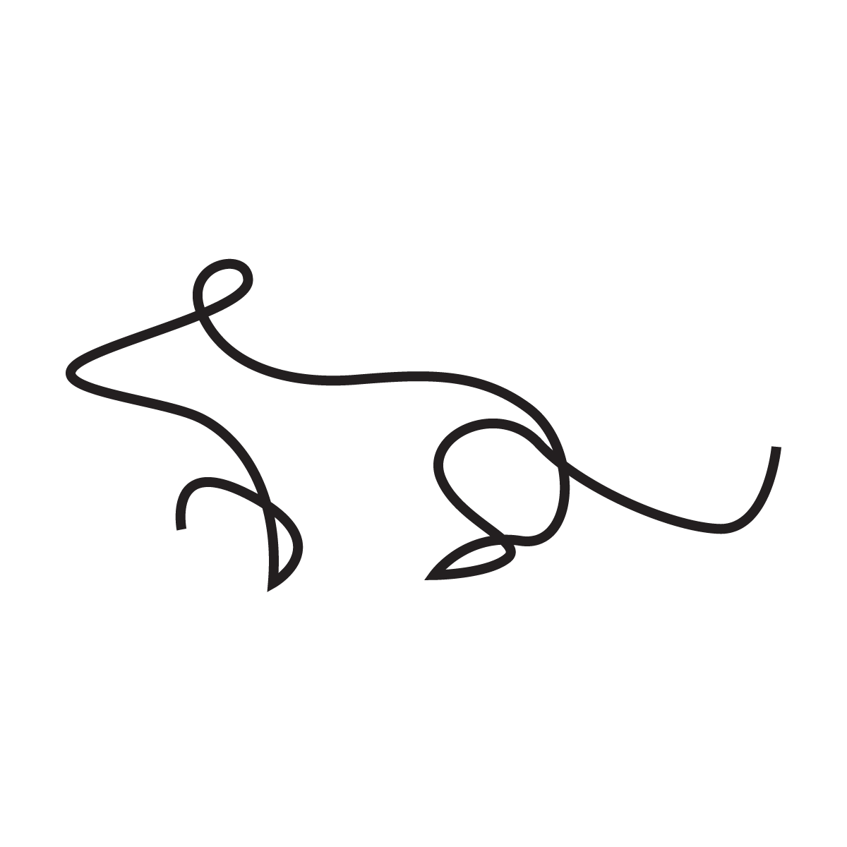 minimal line art mouse tattoo design