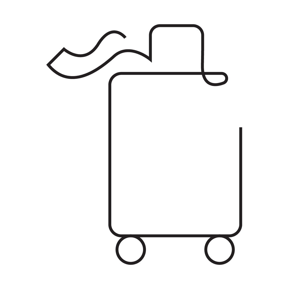 minimal line art suitcase icon for travel