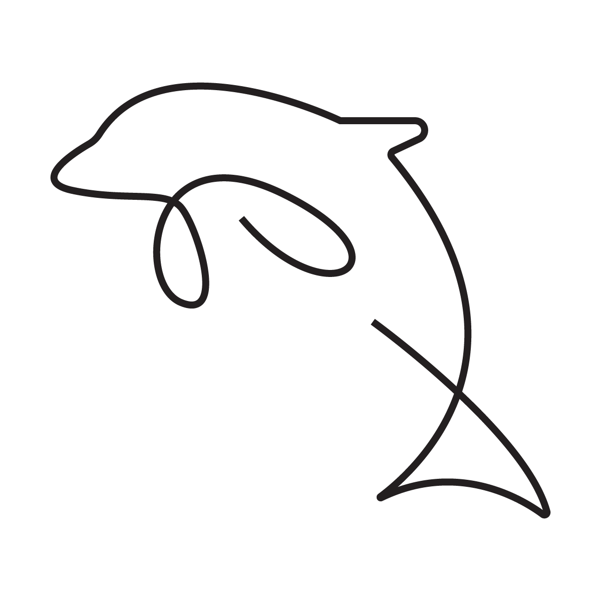minimal one line art dolphin tattoo design