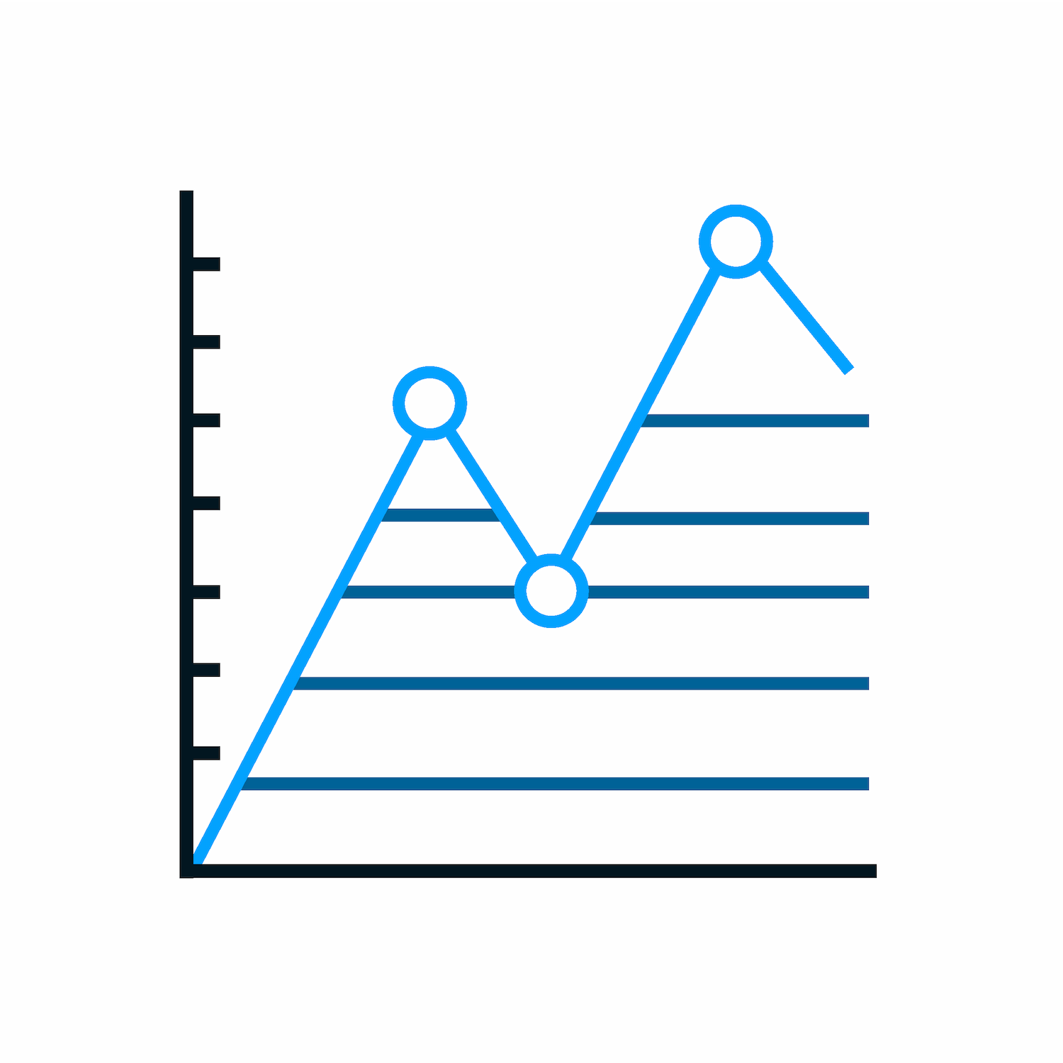 minimal rising chart line art icon design