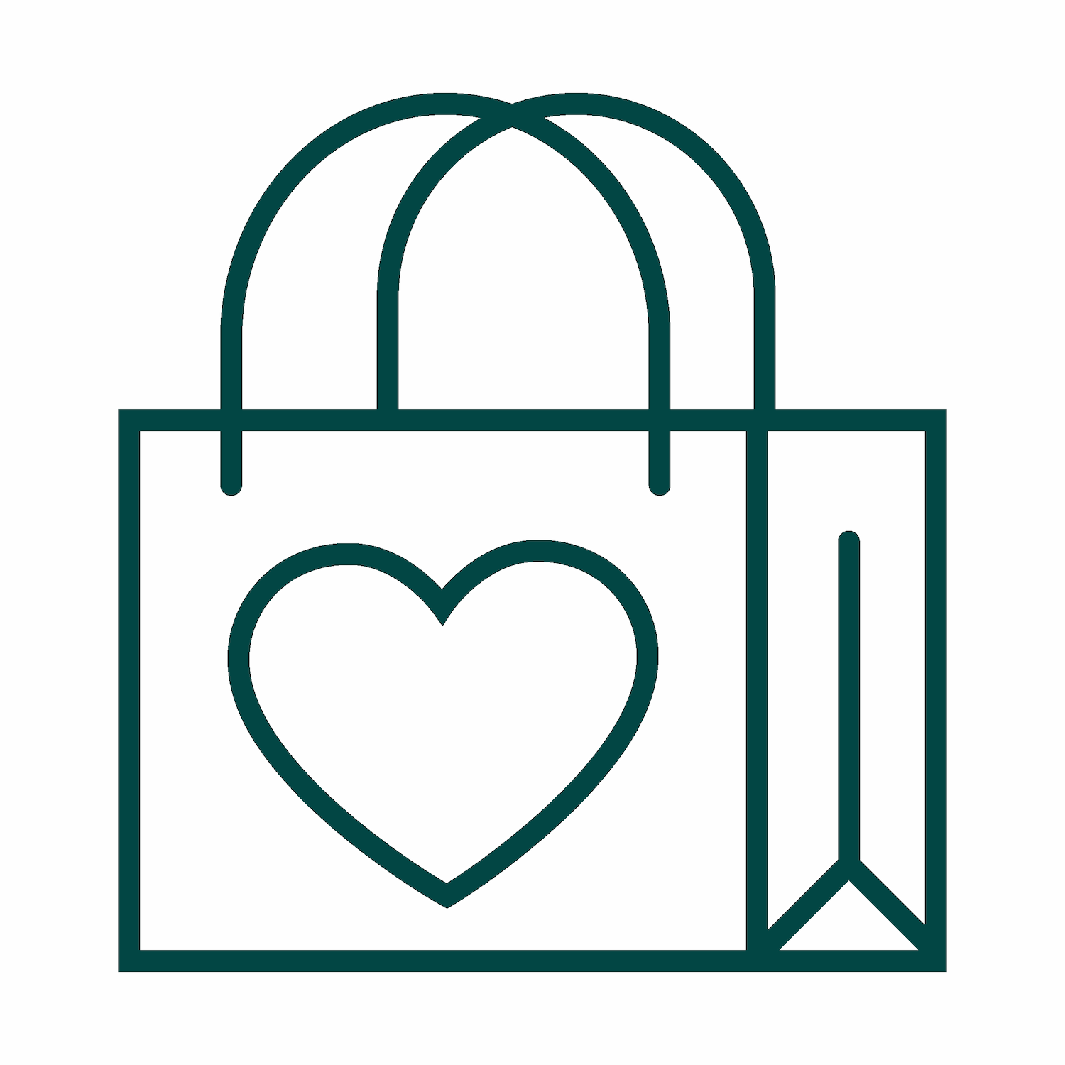 minimal shopping bag love icon line art