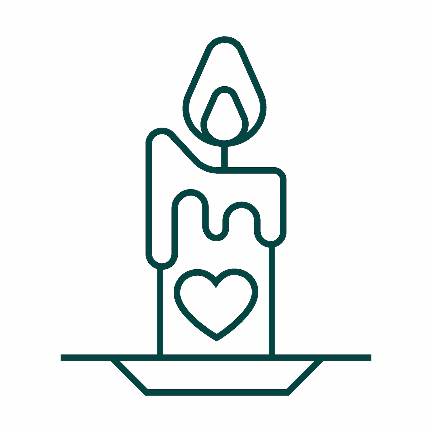 minimalist heart candle icon design vector