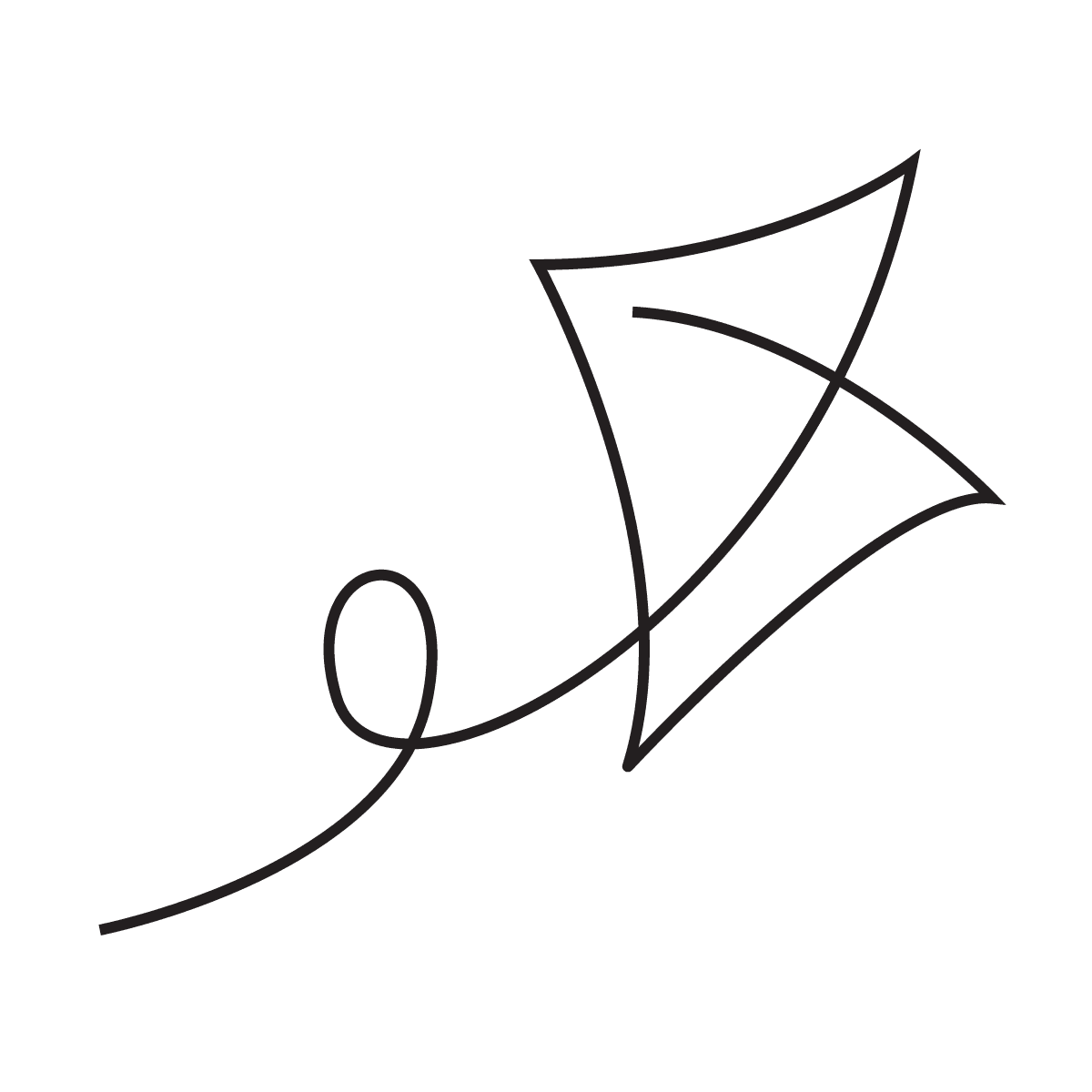 minimalist kite line art tattoo design