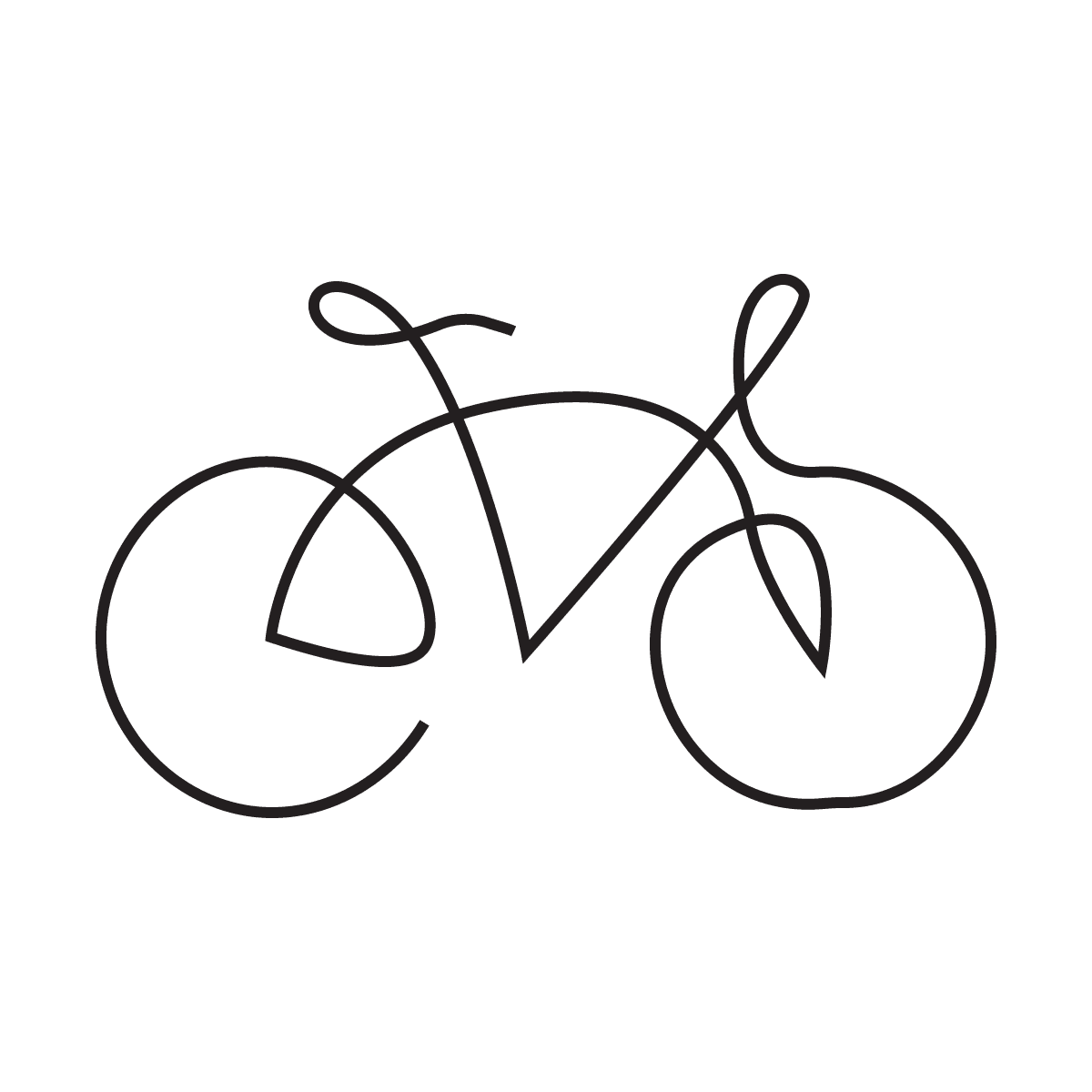 minimalist line art bicycle tattoo design