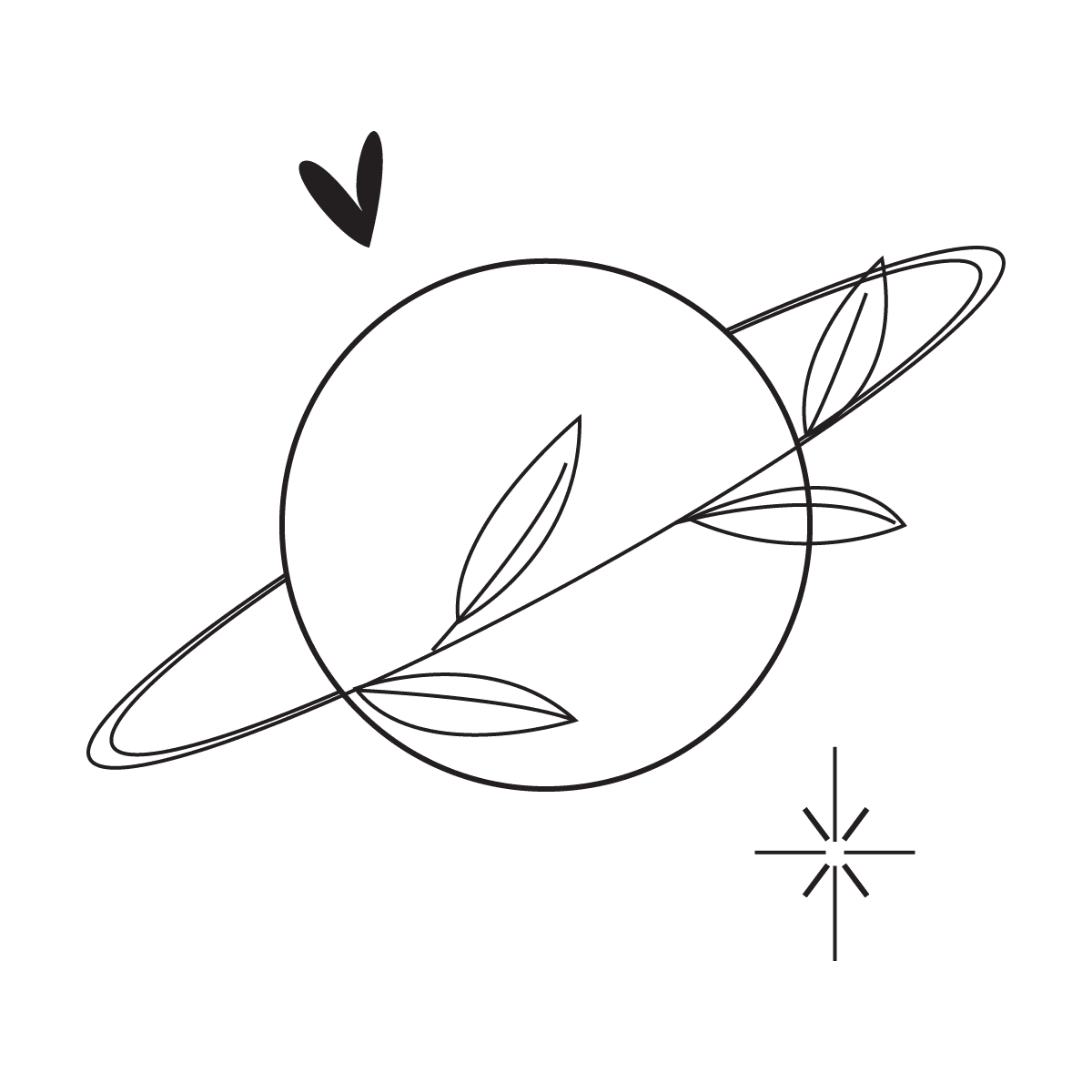 minimalist solar system tattoo in line art style