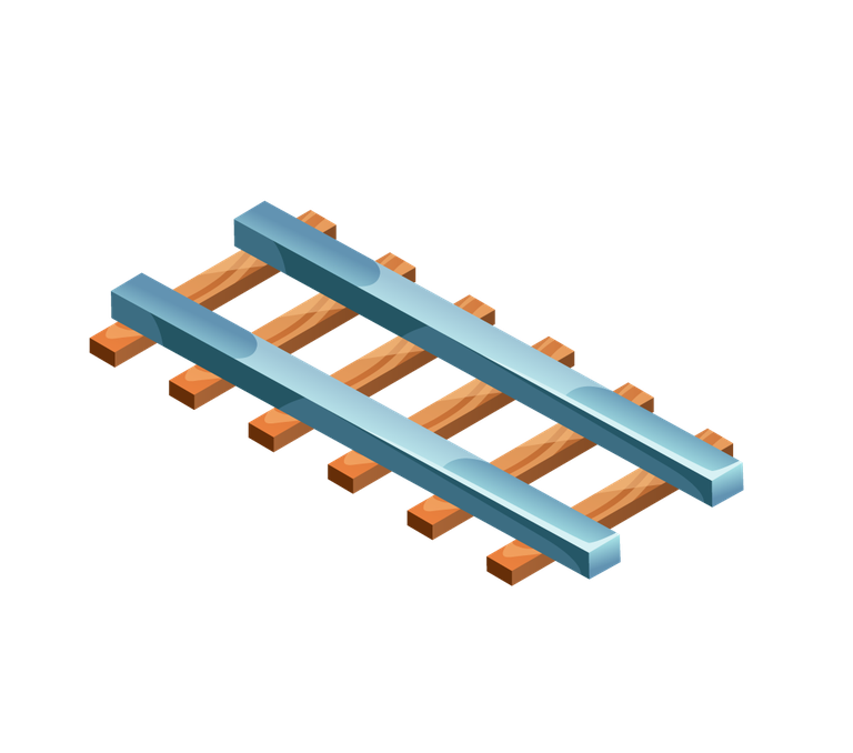 isometric elements collection for mining game featuring detailed rail tracks structure