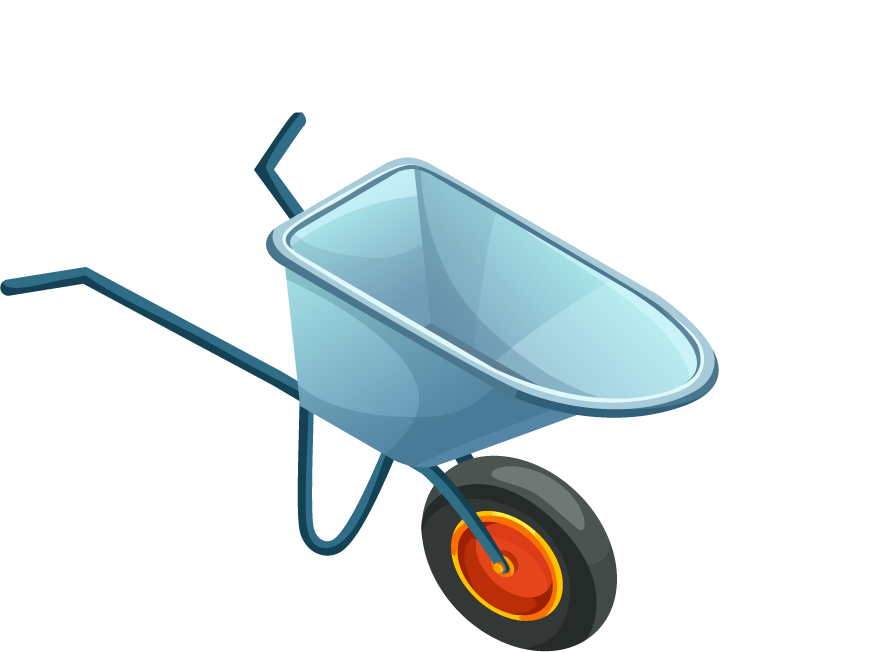 mining game isometric elements collection featuring a playful wheelbarrow for resource transport
