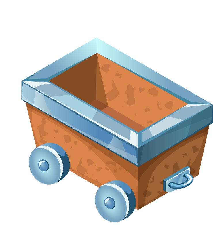 mining game isometric elements collection featuring a detailed mine cart for immersive gameplay