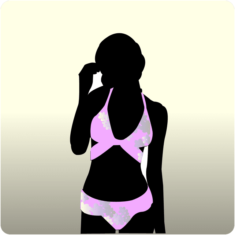 model serves silhouette vector showcasing summer swimwear for beach and pool activities