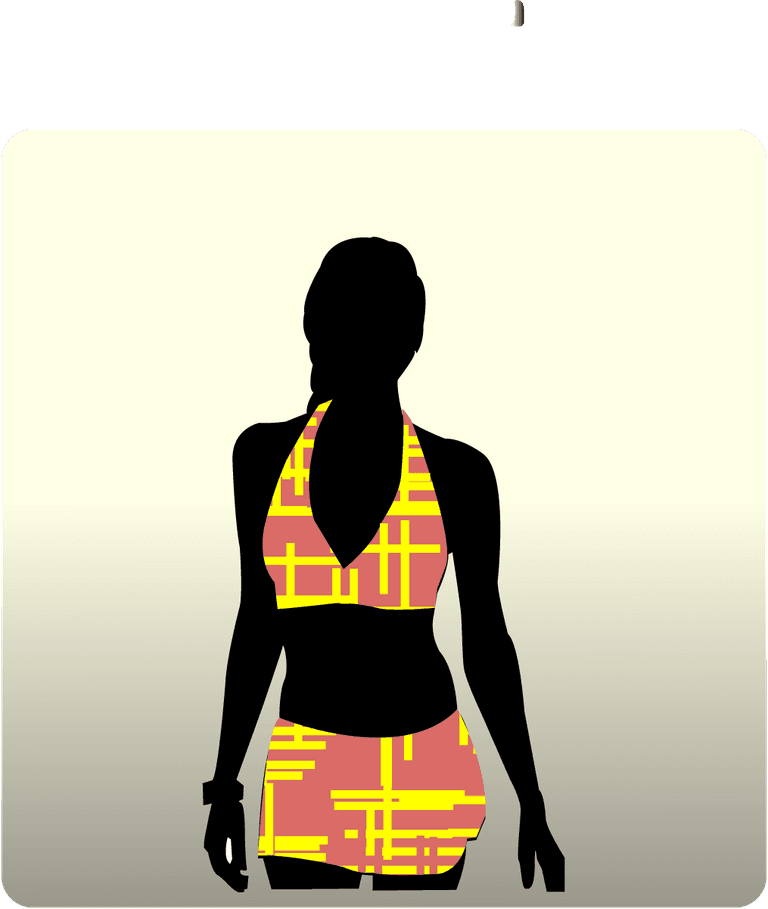 model serves silhouette vector showcasing contemporary swimwear for summer beach activities