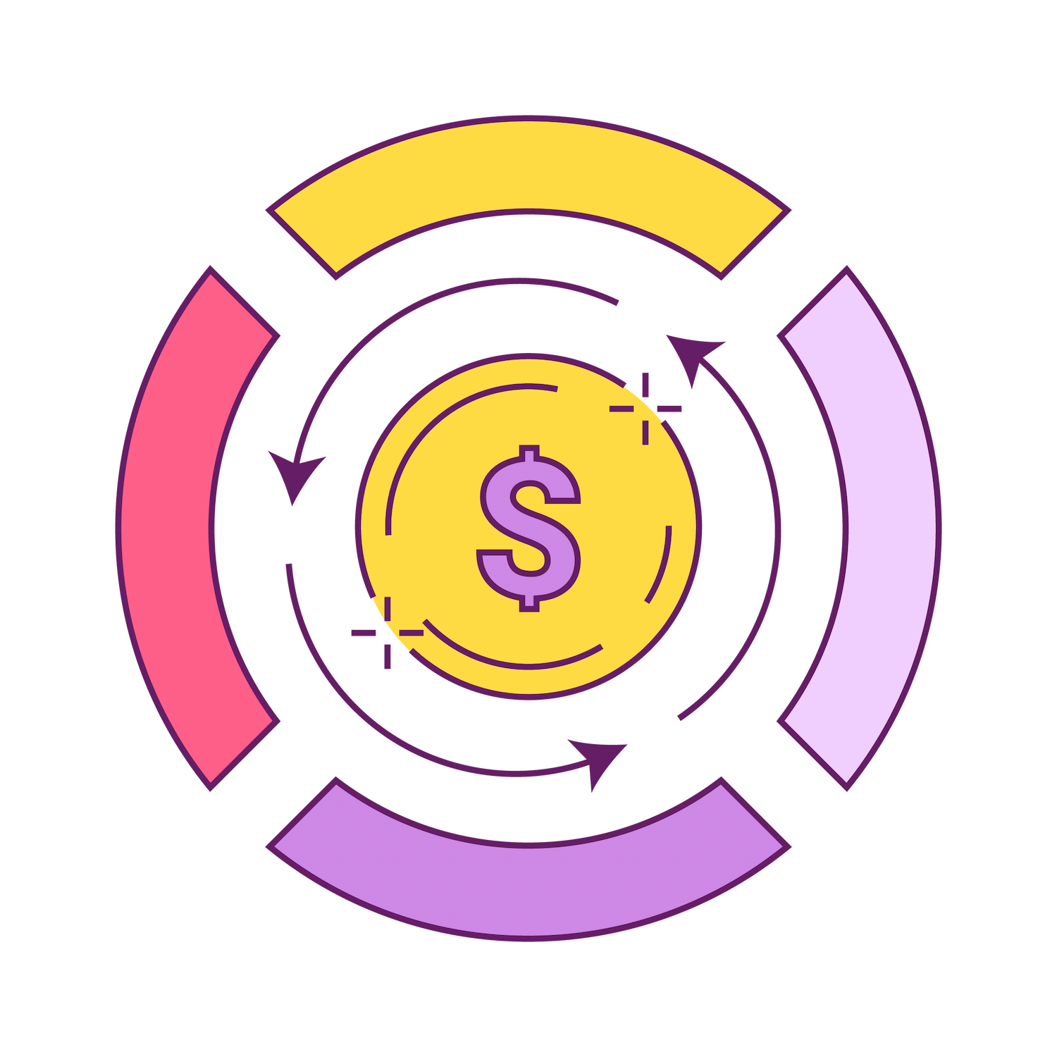modern money circulation flat icon for web