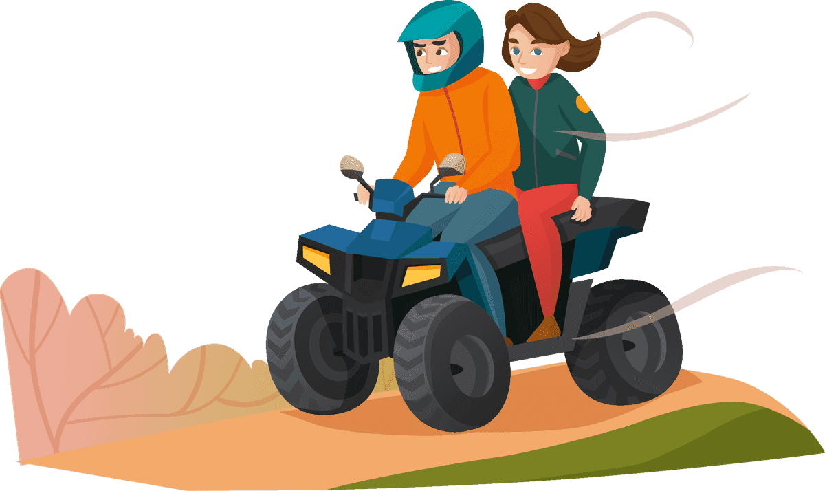 modern sports entertainments illustration featuring thrilling atv ride adventures in vibrant landscapes