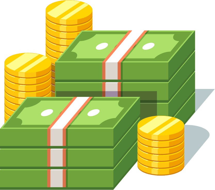 simple money piles and coins