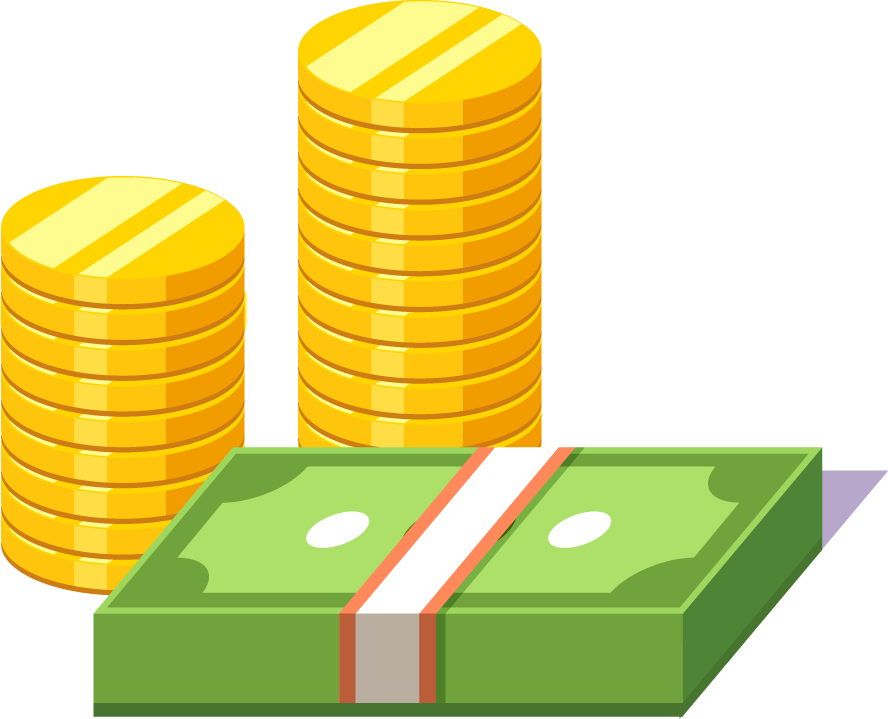 simple money piles and coins