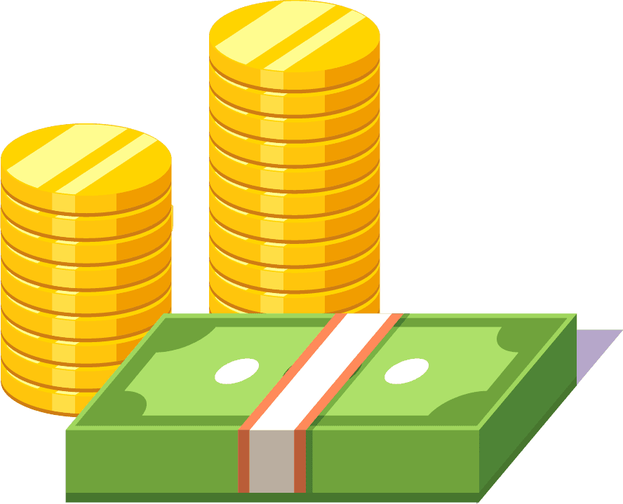 simple money piles and coins