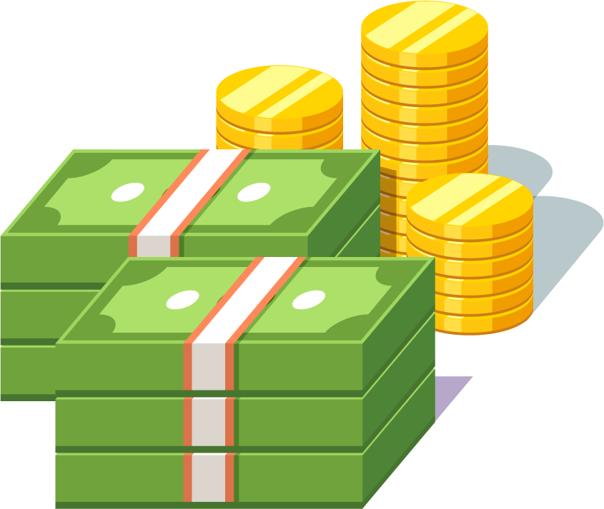 simple money piles and coins