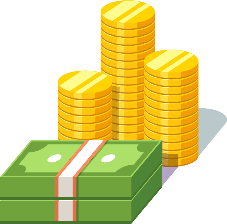 simple money piles and coins