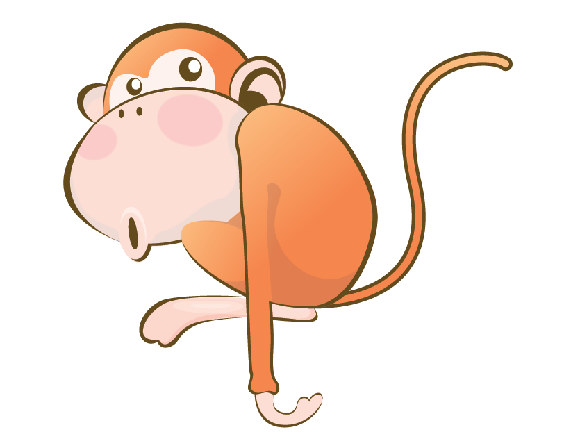 Cartoon monkey animal clipart on white background