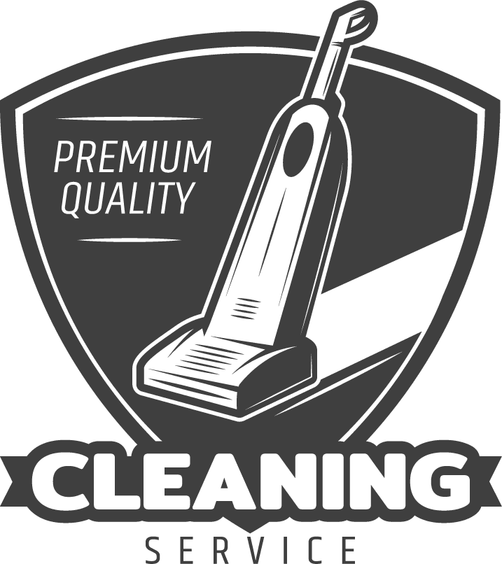 monochrome cleaning service logo featuring a professional vacuum design for premium quality