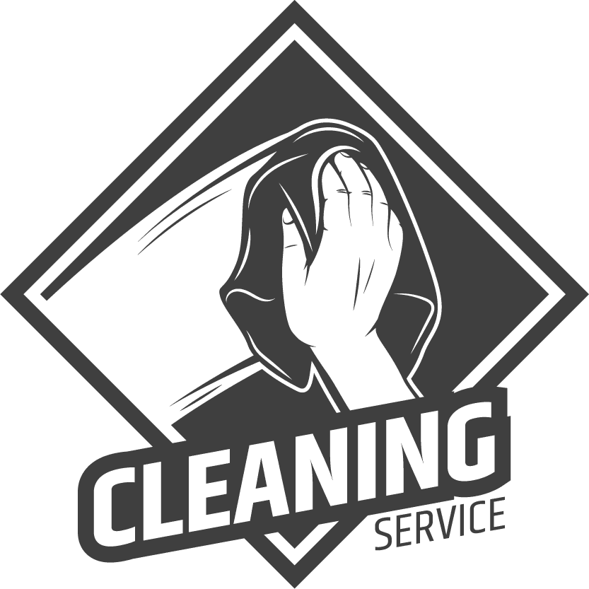 monochrome cleaning service logo showcasing a hand and cloth for effective branding