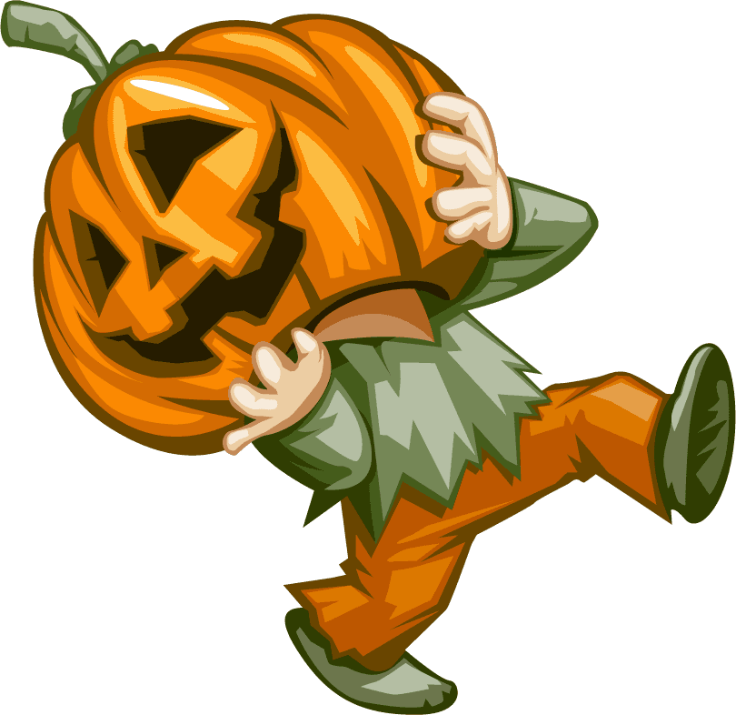 fun monster halloween cartoon vector art with playful pumpkin character for festive projects