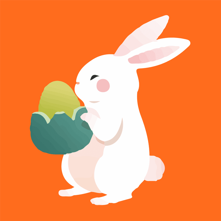 moon rabbits holiday foods flat illustrations
