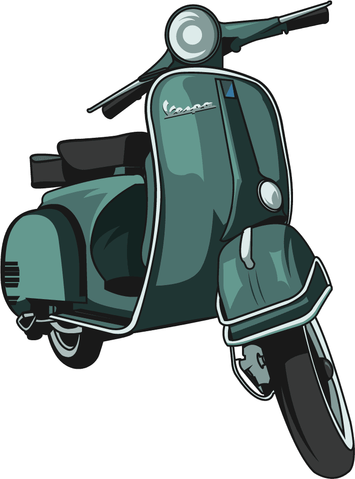 motorcycle vespa motorbike icons colored classical sketch