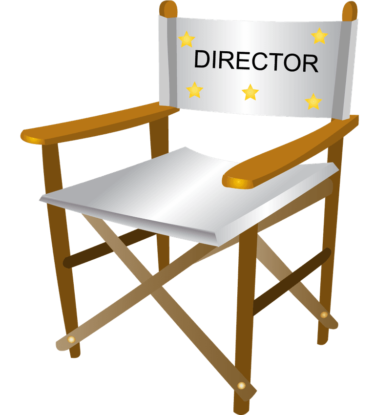 movie theme icon vector of a classic director's chair with stars for filmmaking