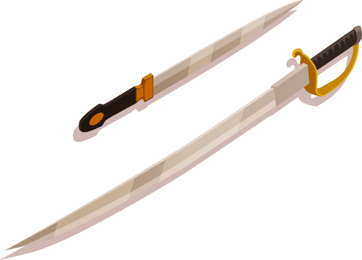 museum artifacts isometric collection featuring a detailed sword and scabbard for educational purposes