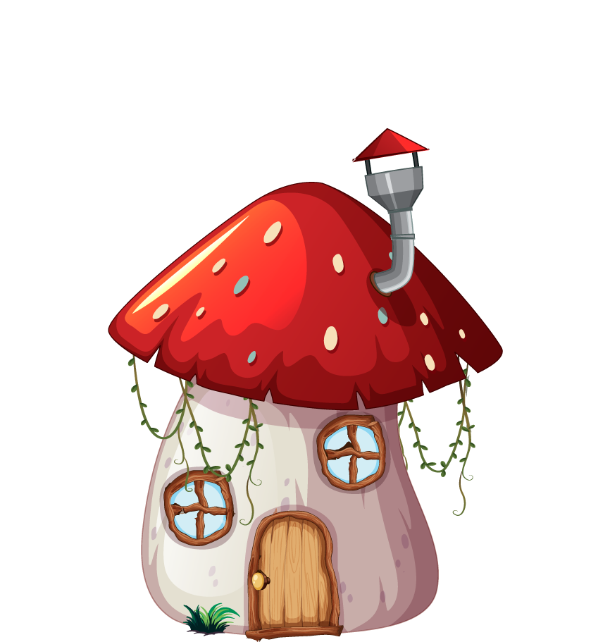 mushroom house set medieval character for enchanting fantasy scenes and games