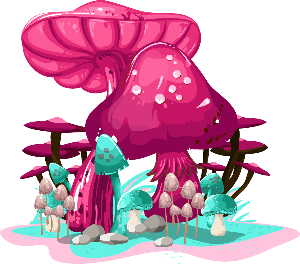 mushroom icons colorful growth sketch for creative projects and nature themes
