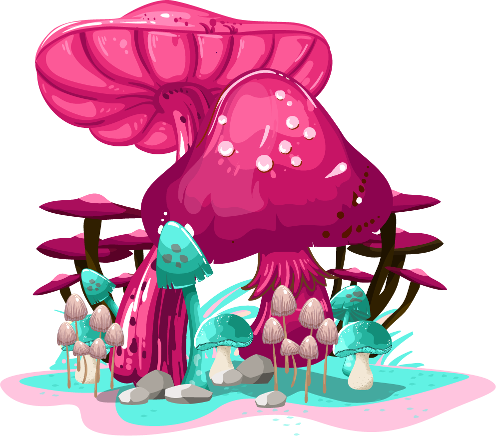 mushroom icons colorful growth sketch