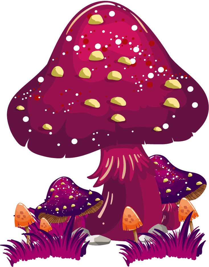 mushroom icons colorful growth sketch