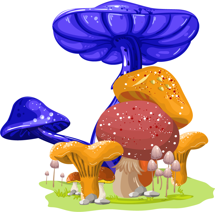 mushroom icons colorful growth sketch for playful nature-themed projects and websites