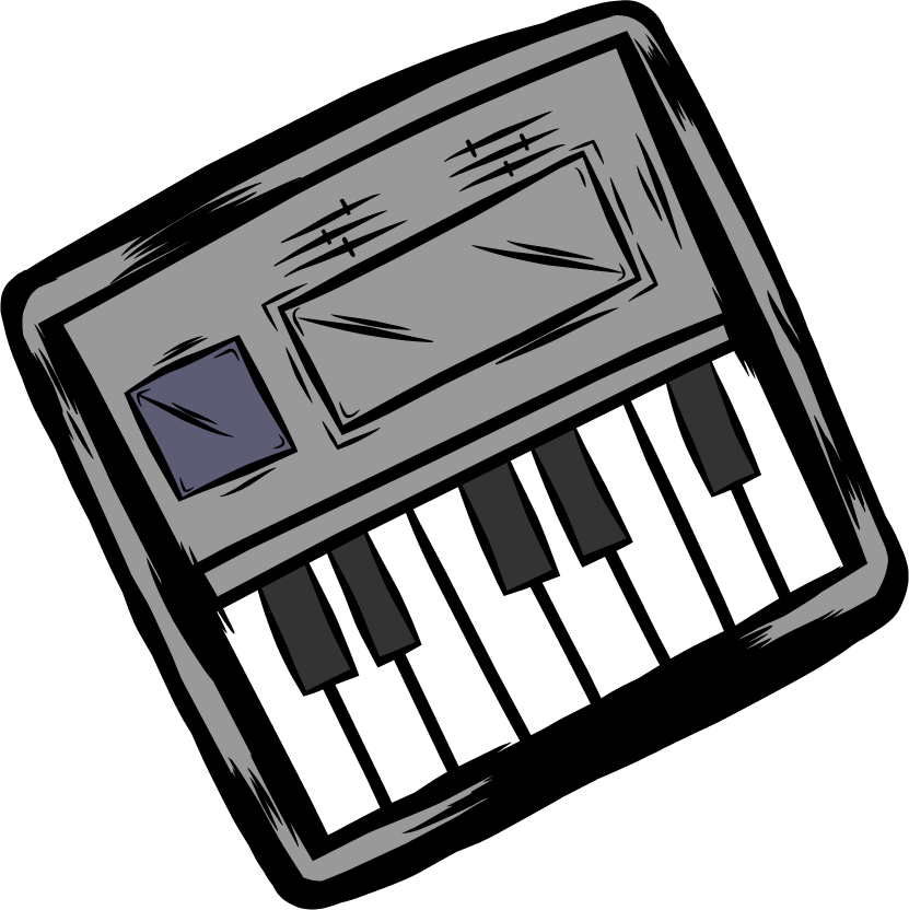 music doodle icons colored retro sketch