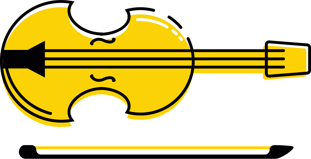 music instruments icons classical yellow sketch