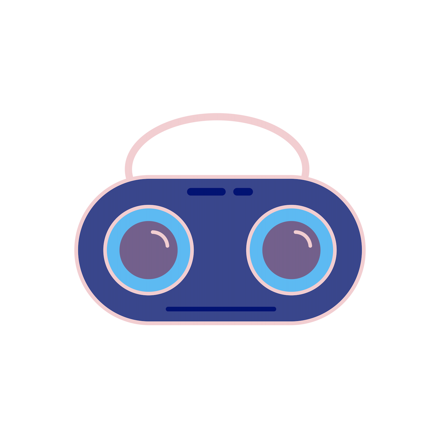 musical doodle element icon featuring a playful retro boombox with vibrant colors