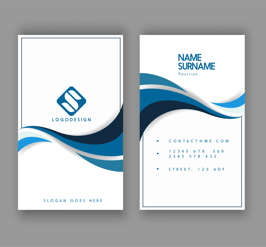 name card patterns and textures with modern curved waves and sleek blue accents