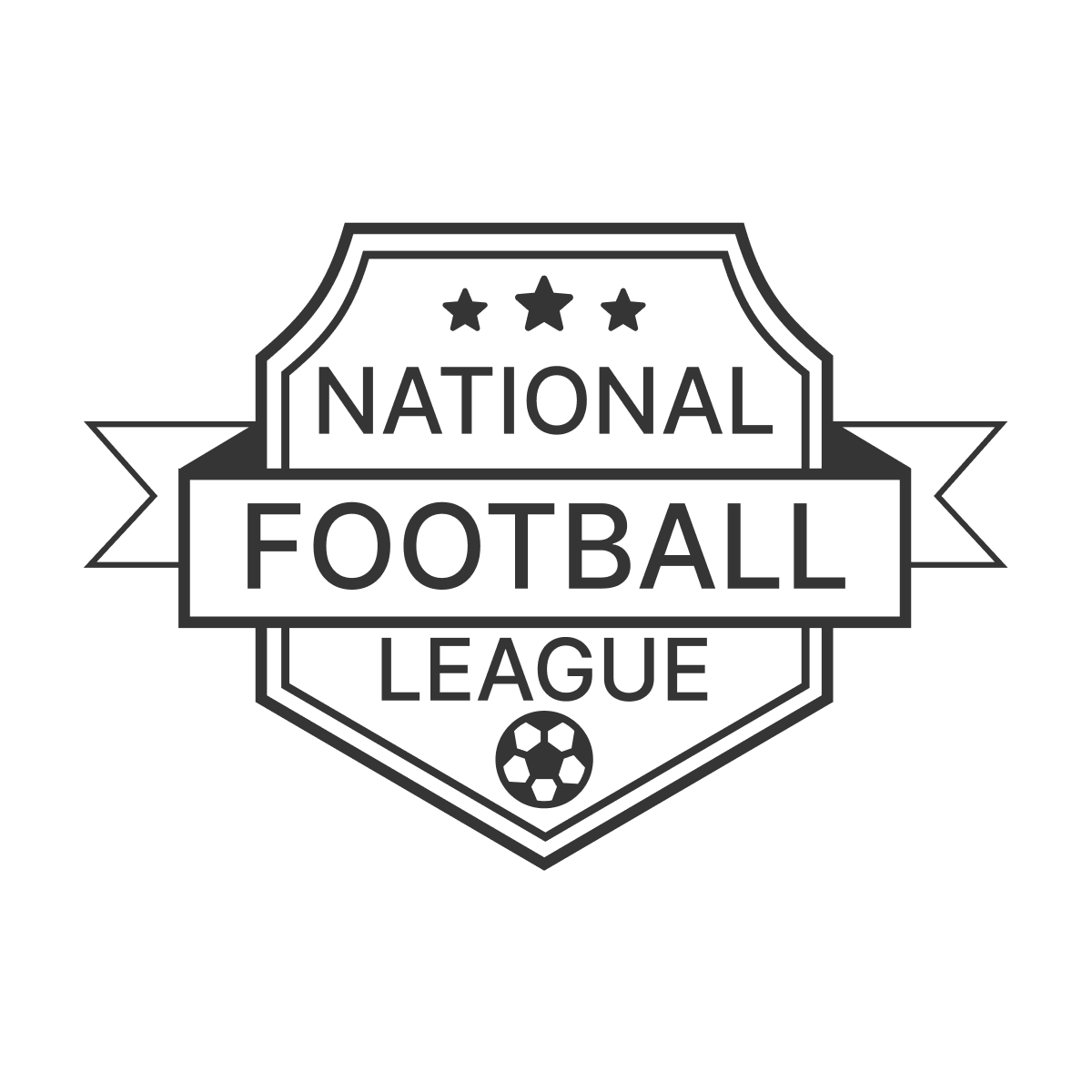 vintage national football league logo with a shield, banner, stars, and soccer ball
