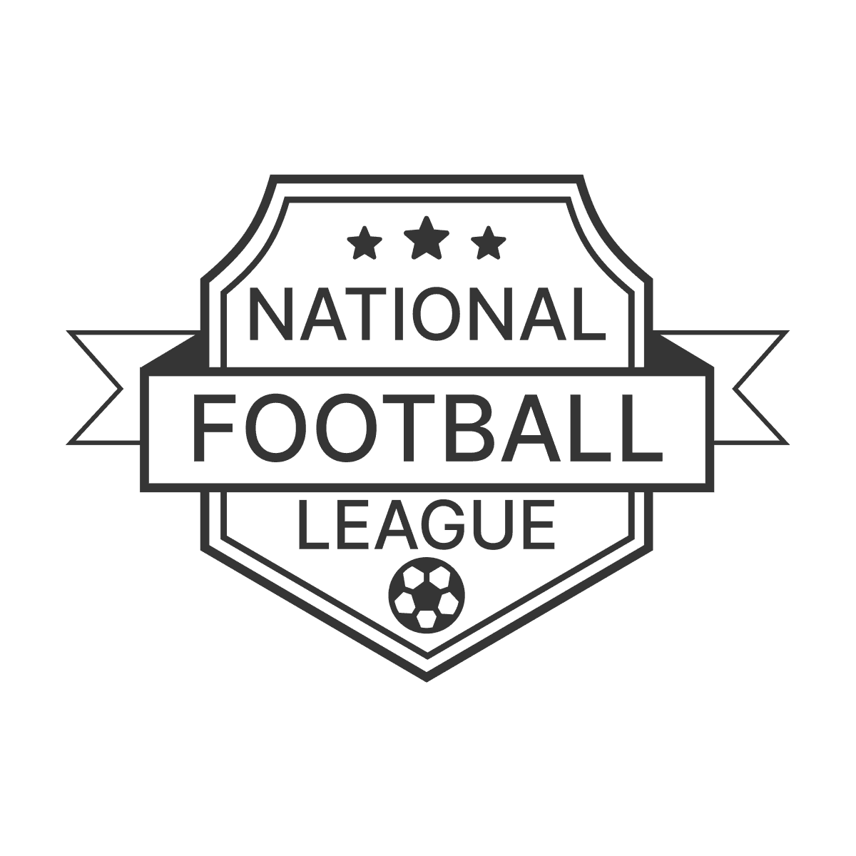 vintage national football league logo with a shield, banner, stars, and soccer ball