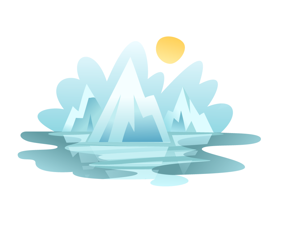 natural disasters cartoon icons showcasing icebergs and environmental impact in playful style