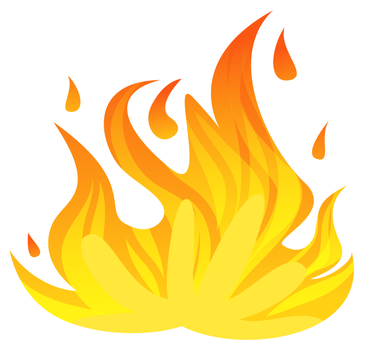natural disasters cartoon icons showcasing fire elements for educational and creative projects