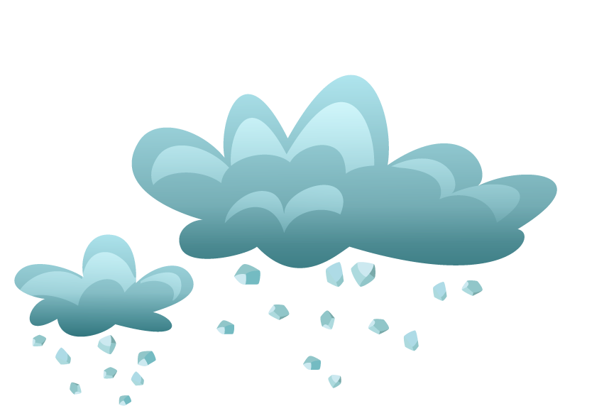 natural disasters cartoon icons featuring playful cloud and rain illustrations for educational use