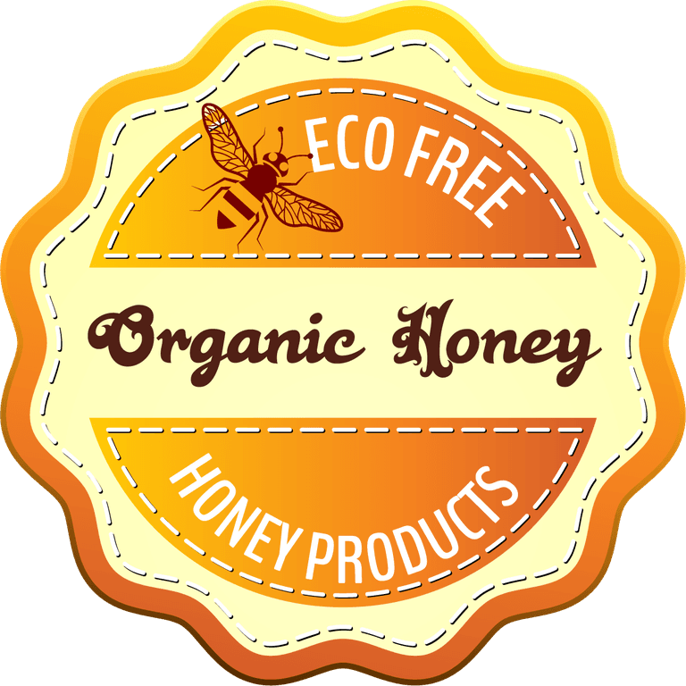 natural honey badges orange design various flat shapes