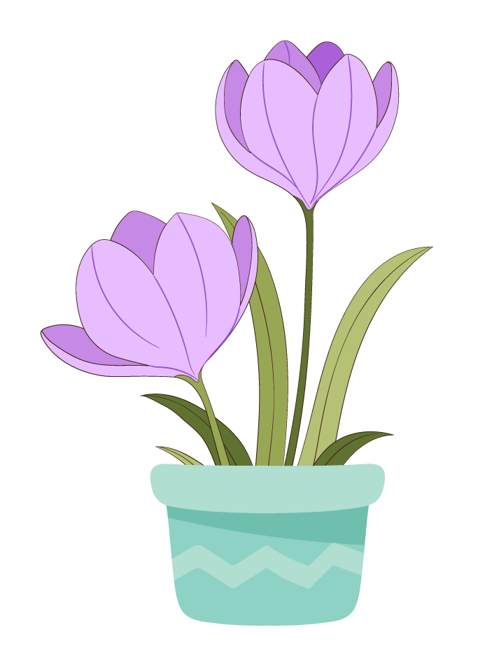 nature stickers colored flat pots sketch