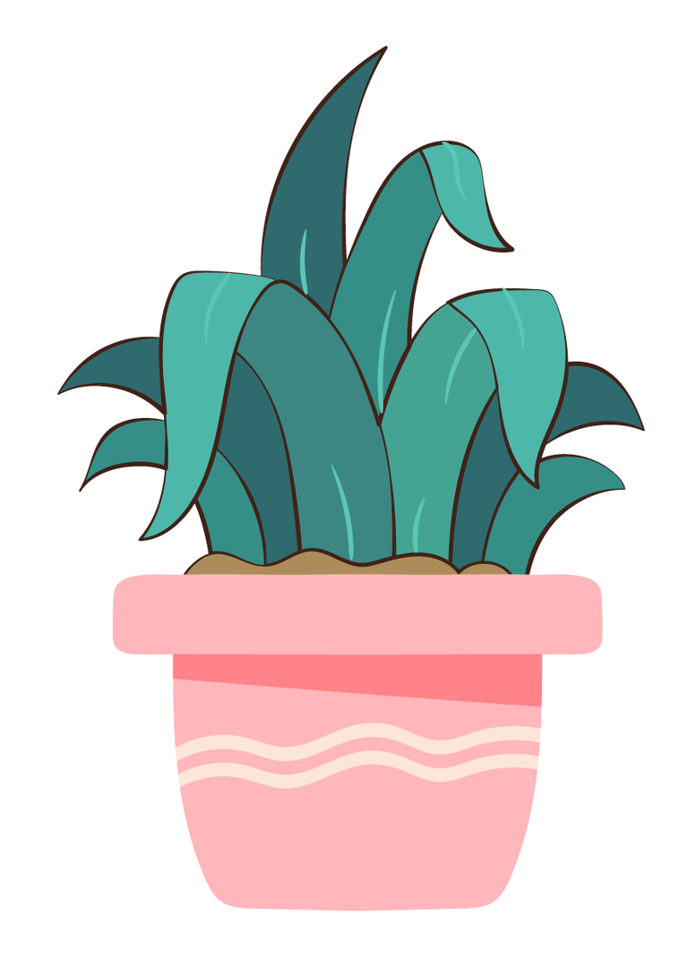 nature stickers colored flat pots sketch