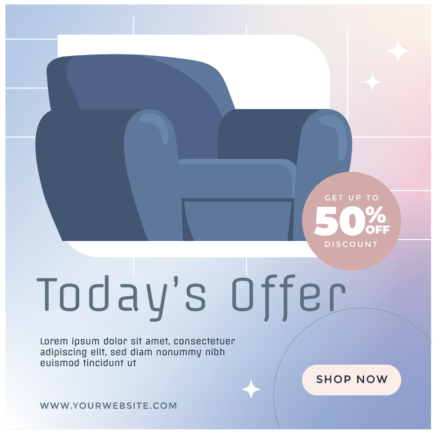 new arrival today offer for furniture social media post template