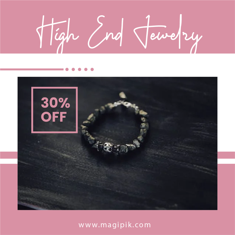 high-end jewelry promo with modern aesthetics and discount offers for fashion lovers