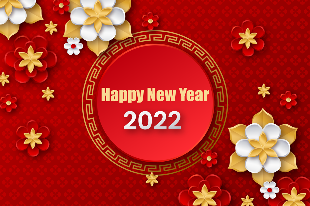 celebrate new year paper style with elegant floral motifs and vibrant colors for 2022